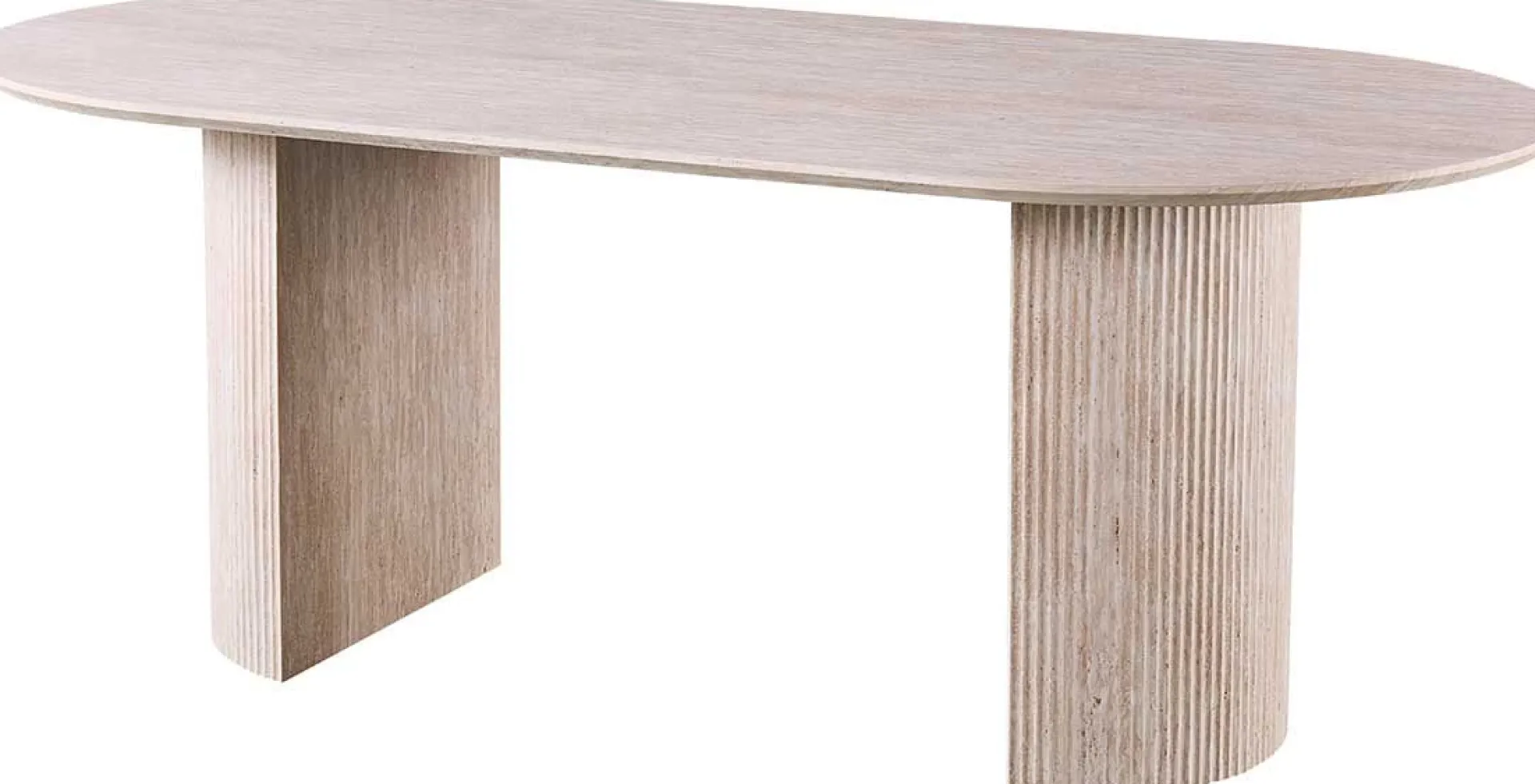 Rousseau Ovaler Esstisch Lagos - 200x100x76cm - Travertin