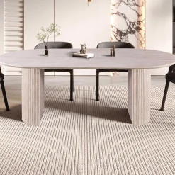 Rousseau Ovaler Esstisch Lagos - 220x110x76cm - Travertin