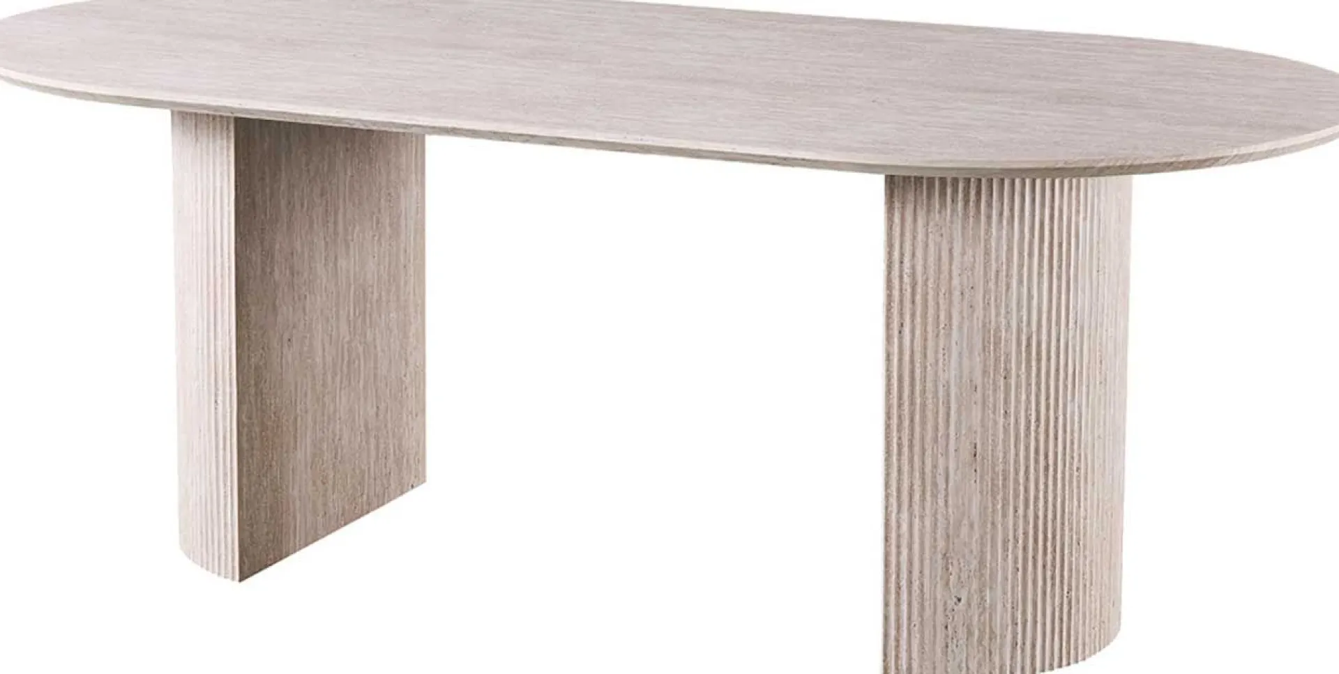 Rousseau Ovaler Esstisch Lagos - 220x110x76cm - Travertin