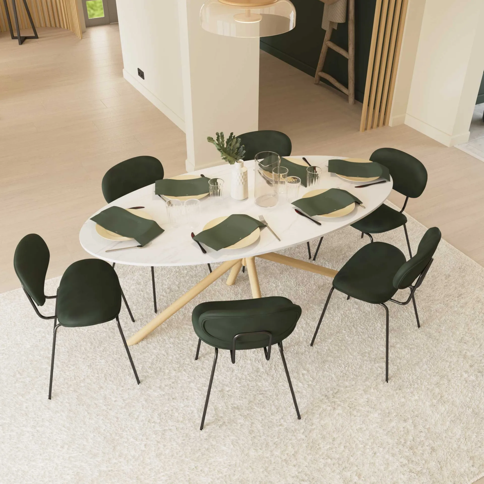 CBA Ovaler Esstisch Stoik - 180x90x75cm - Keramik - Marmoroptik