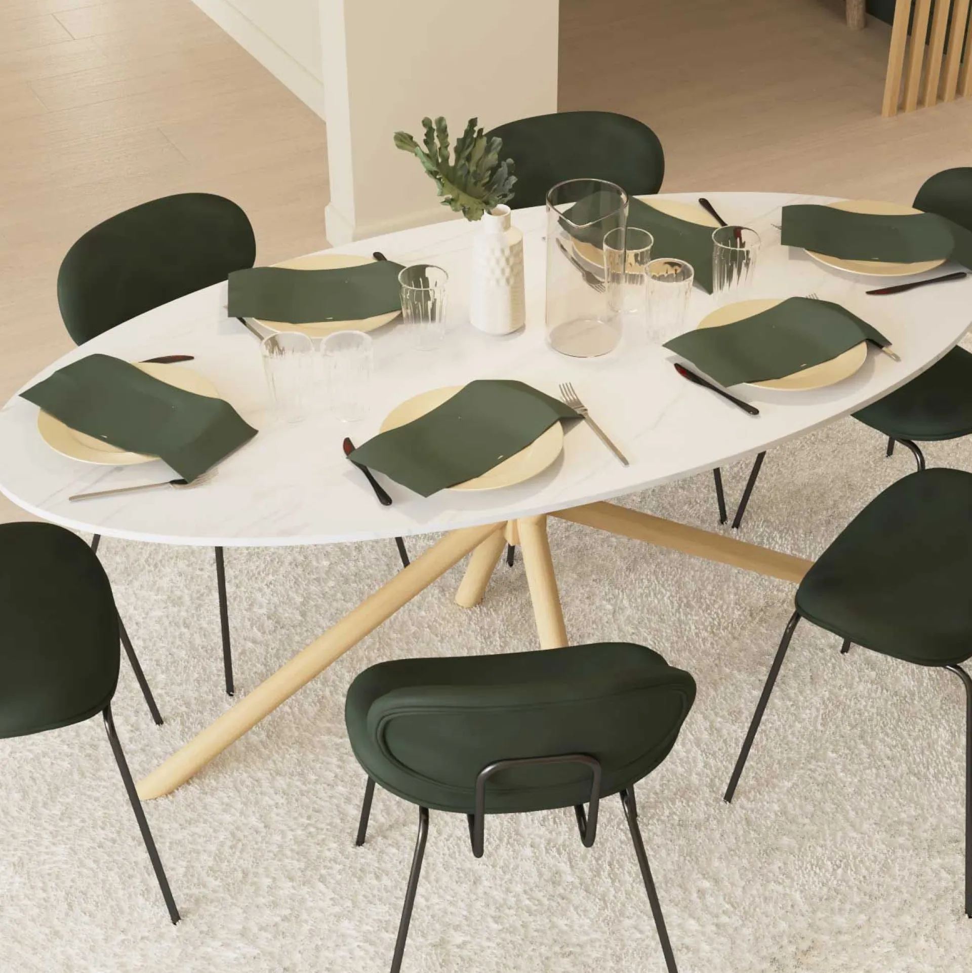CBA Ovaler Esstisch Stoik - 180x90x75cm - Keramik - Marmoroptik
