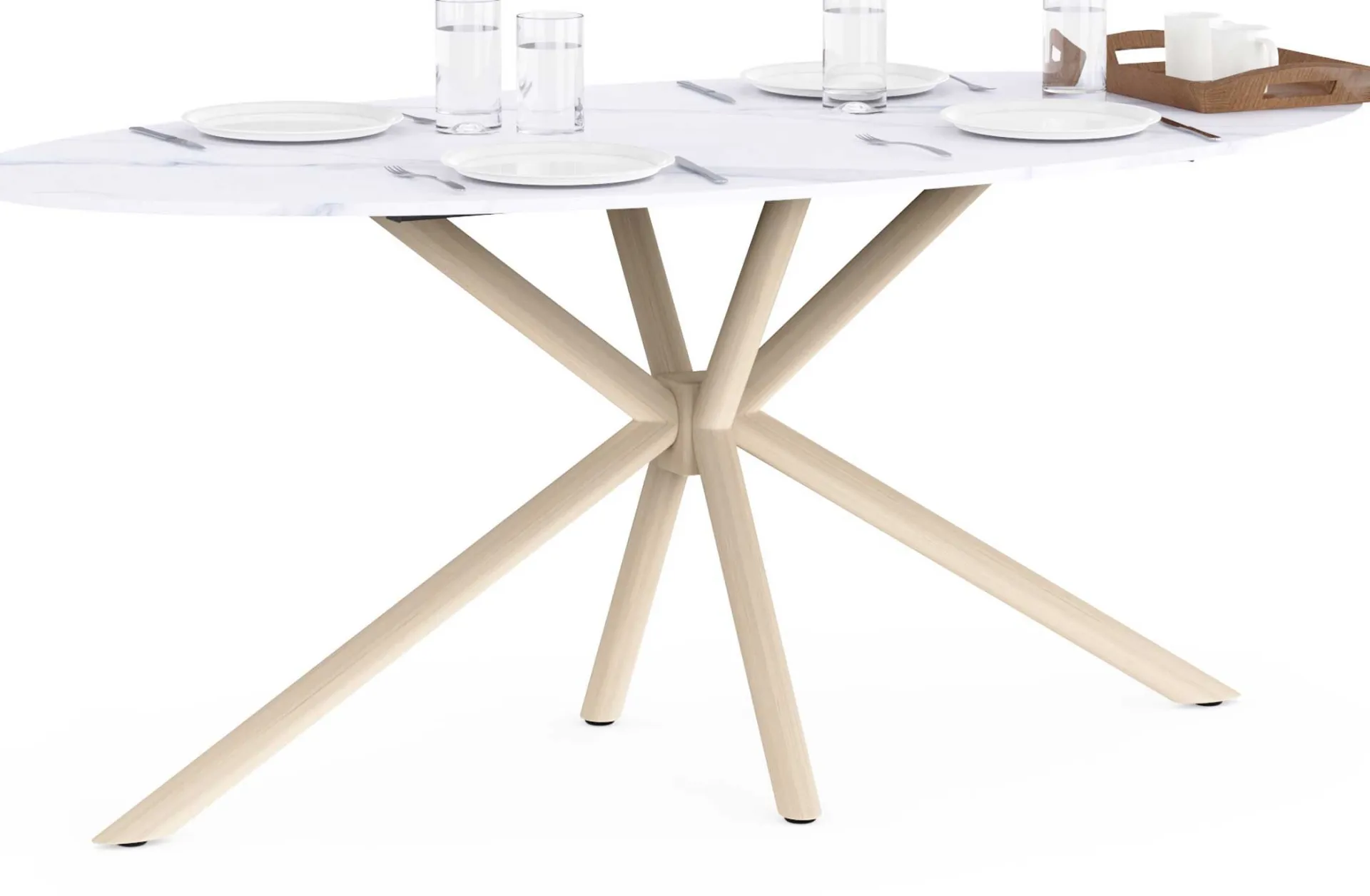 CBA Ovaler Esstisch Stoik - 180x90x75cm - Keramik - Marmoroptik