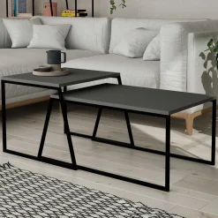 Emob Pal Couchtisch-Set | 100 % MELAMIN | , Schwarz