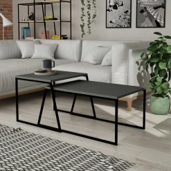Emob Pal Couchtisch-Set | 100 % MELAMIN | , Schwarz