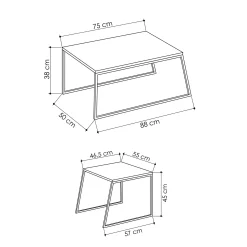 Emob Pal Couchtisch-Set | 100 % MELAMIN | , Schwarz
