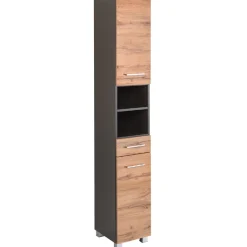 Held ParesBadezimmer : Säulenschrank, Spiegelschrank, Waschtischunterschrank, Hängeschränke - graphit/gelb