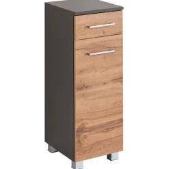Held ParesBadezimmer : Säulenschrank, Spiegelschrank, Waschtischunterschrank, Hängeschränke - graphit/gelb