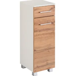 Held ParesBadezimmer : Säulenschrank, Spiegelschrank, Waschtischunterschrank, Hängeschränke - Eiche/Weiß