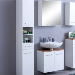 Held ParesBadezimmer : Säulenschrank, Spiegelschrank, Waschbeckenunterschrank -