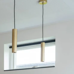 House Nordic Pariser Pendelleuchte aus Messing mit Stoffkabel