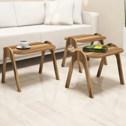 Emob Paris Satztisch (3-teilig) | 100 % MELAMIN | Walnuss