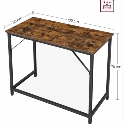 Vasagle Pasadena Computertisch | 100 x 50 x 75 cm | Rost