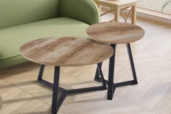 Rousseau Paso" Dekor Altes Eichenholz Couchtisch | H41 x B80 x T80 cm