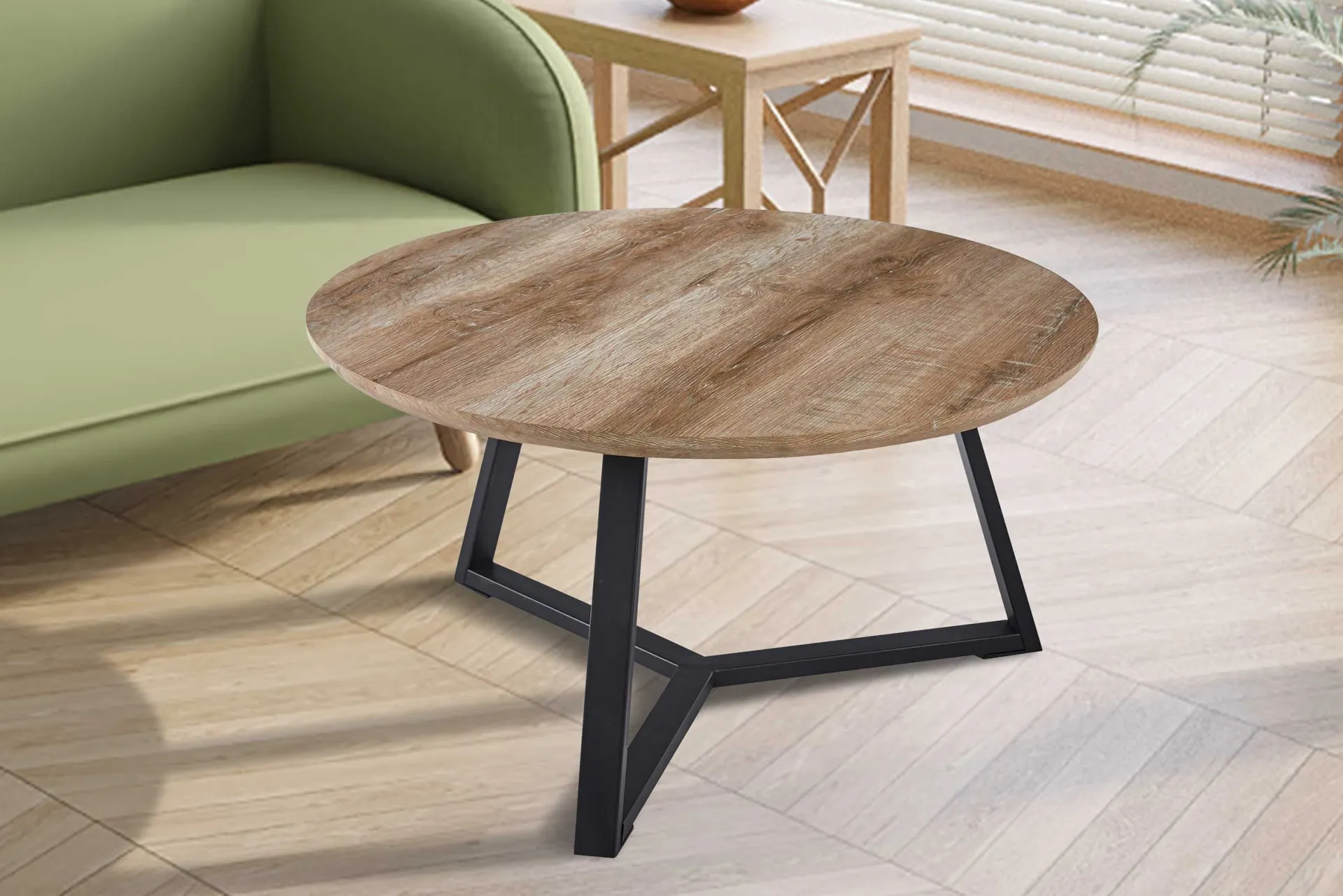 Rousseau Paso" Dekor Altes Eichenholz Couchtisch | H41 x B80 x T80 cm