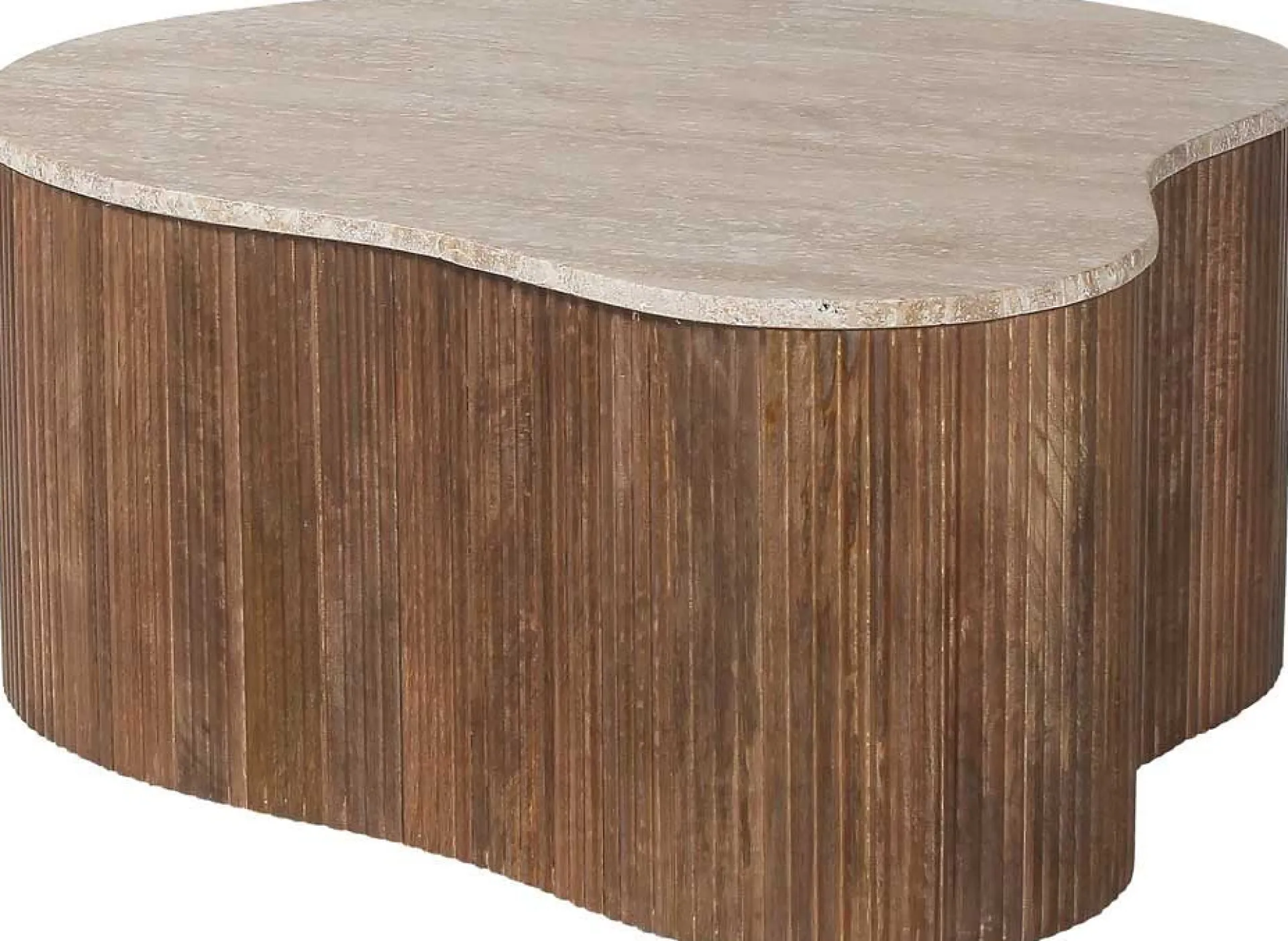Rousseau Paul 83 cm Mangoholz Couchtisch mit Travertin