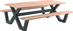 Gescova Picknicktisch Charles - Teakholz, Aluminium - 280x100x76 cm - Braun/Schwarz