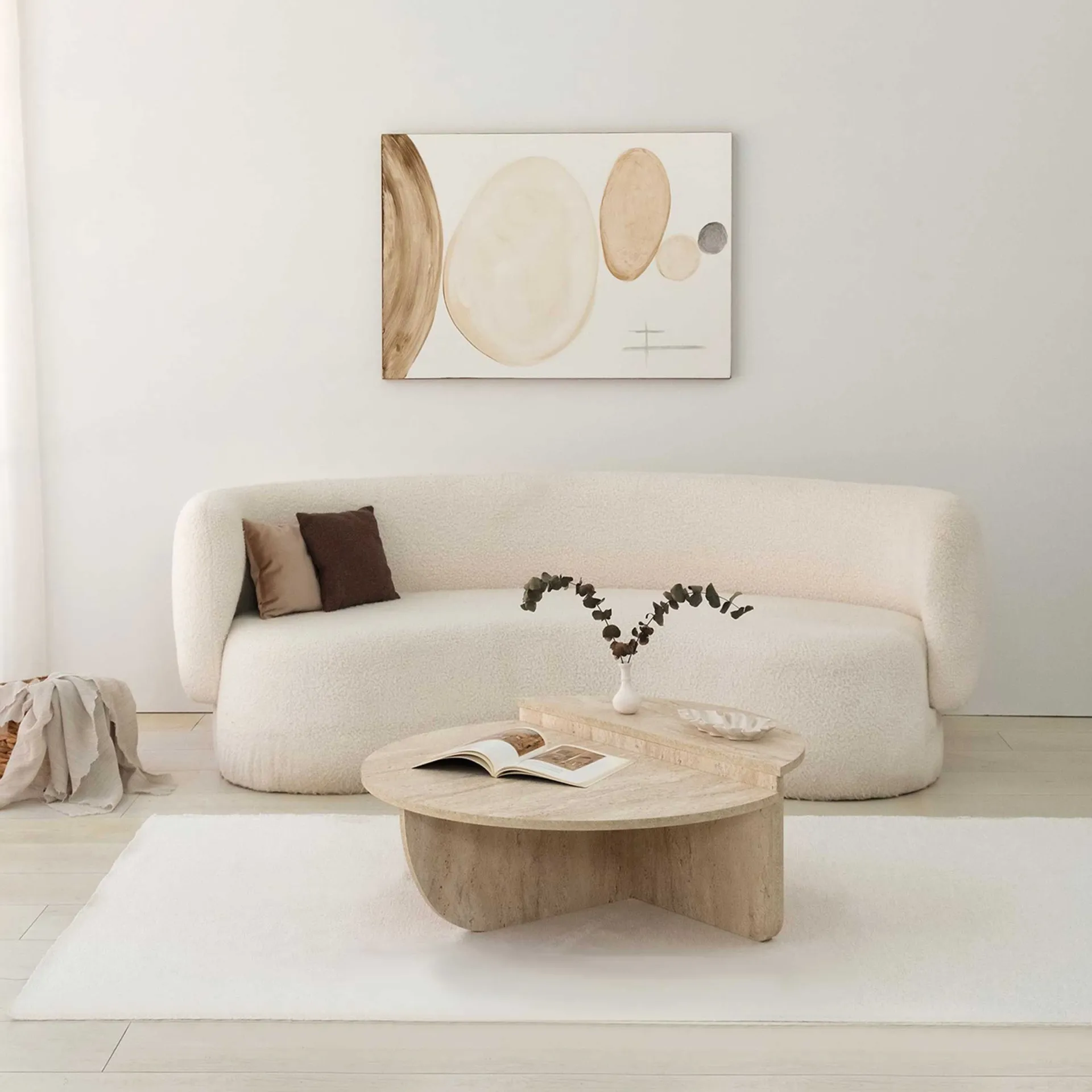 Emob Podium Couchtisch | 100 % MELAMIN | Travertin