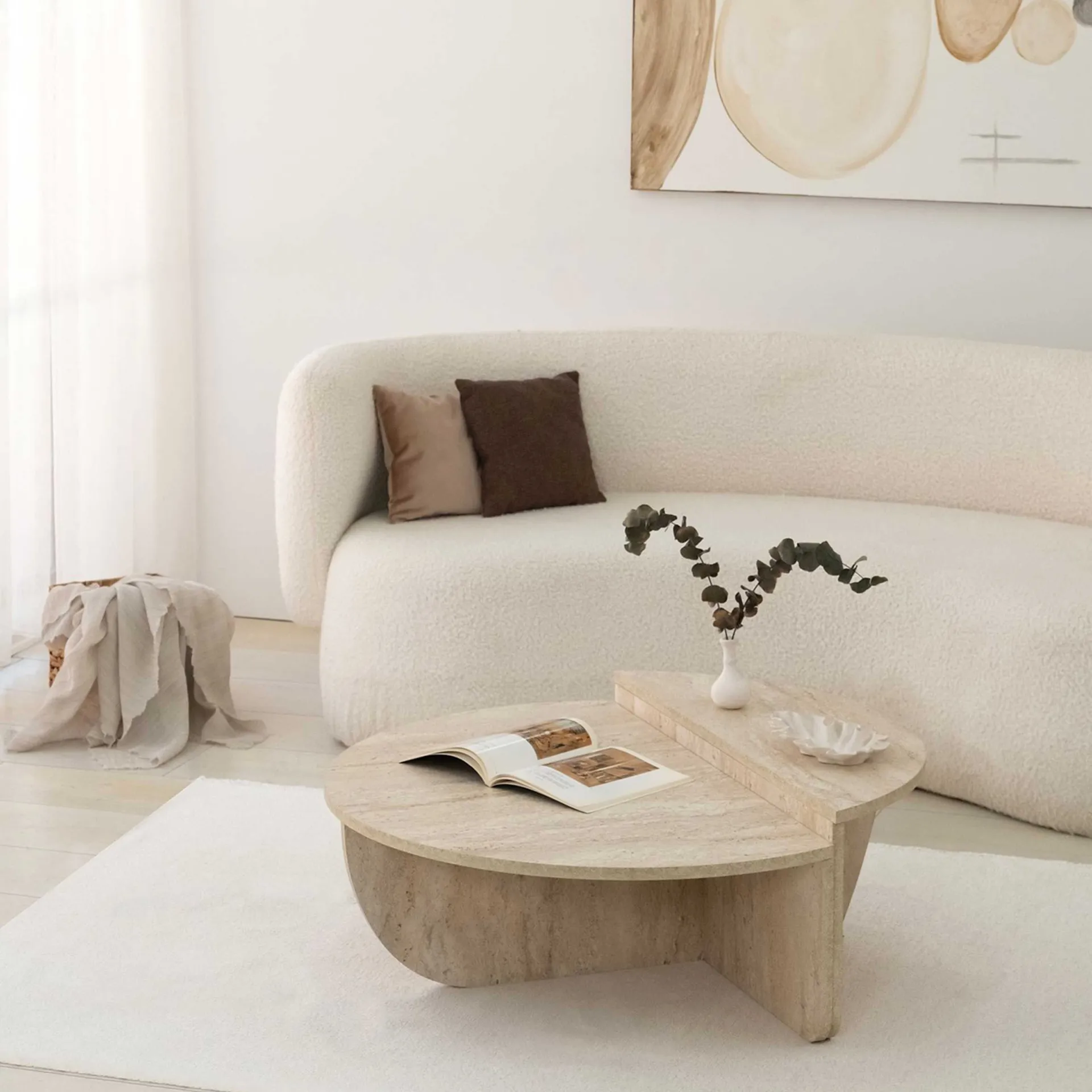 Emob Podium Couchtisch | 100 % MELAMIN | Travertin