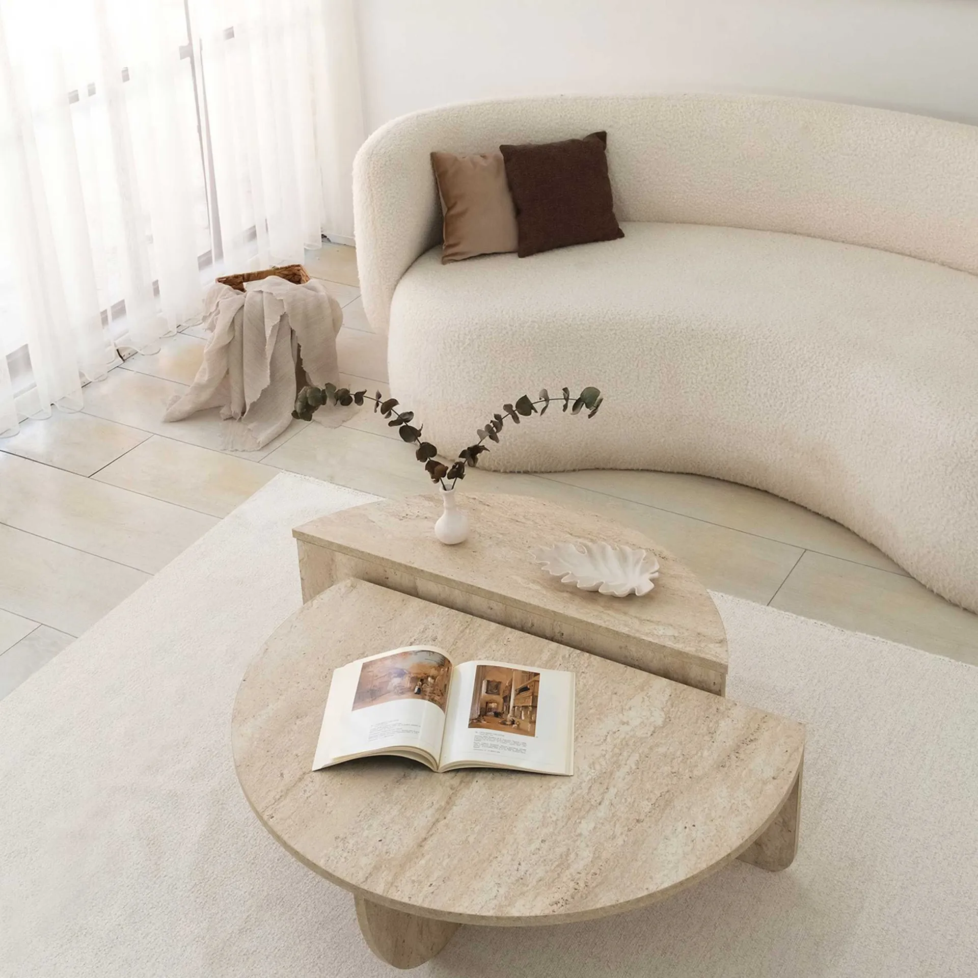 Emob Podium Couchtisch | 100 % MELAMIN | Travertin