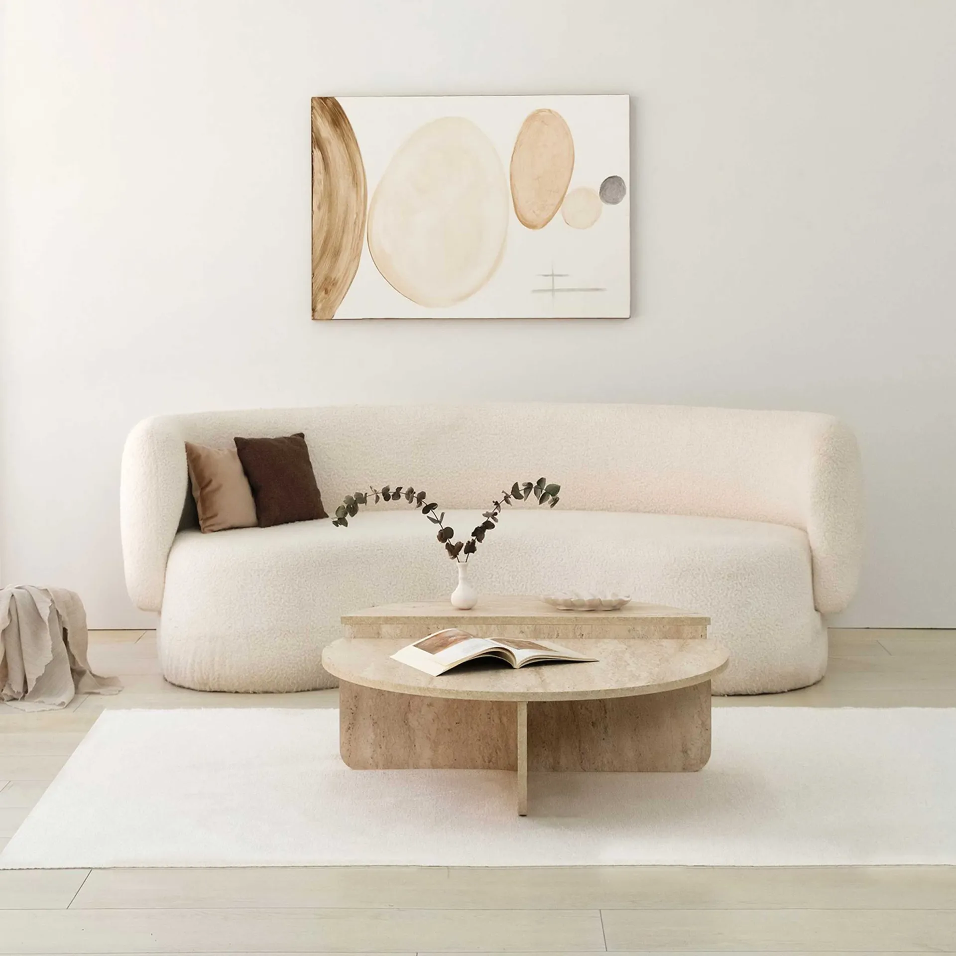 Emob Podium Couchtisch | 100 % MELAMIN | Travertin