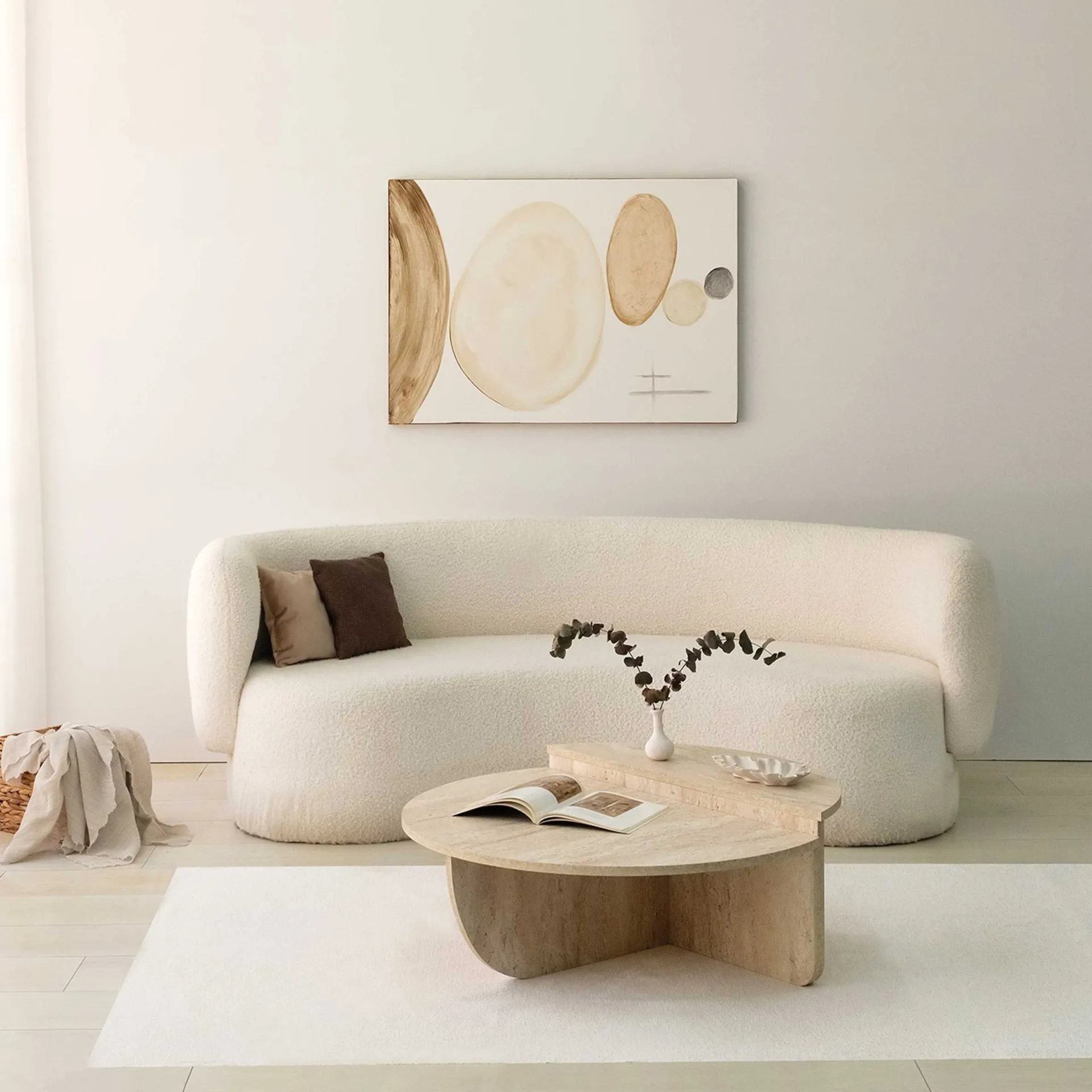 Emob Podium Couchtisch | 100 % MELAMIN | Travertin
