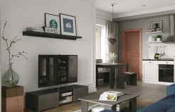 Podium TV-Möbel 140 cm - schwarz/Beton
