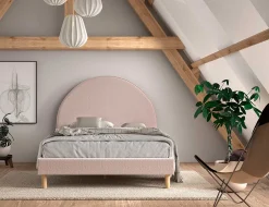 Polsterbett Maeva 140x200cm - rosa Bouclé-Stoff