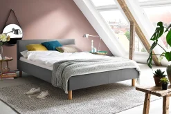 Polsterdoppelbett Amber - hellgrau