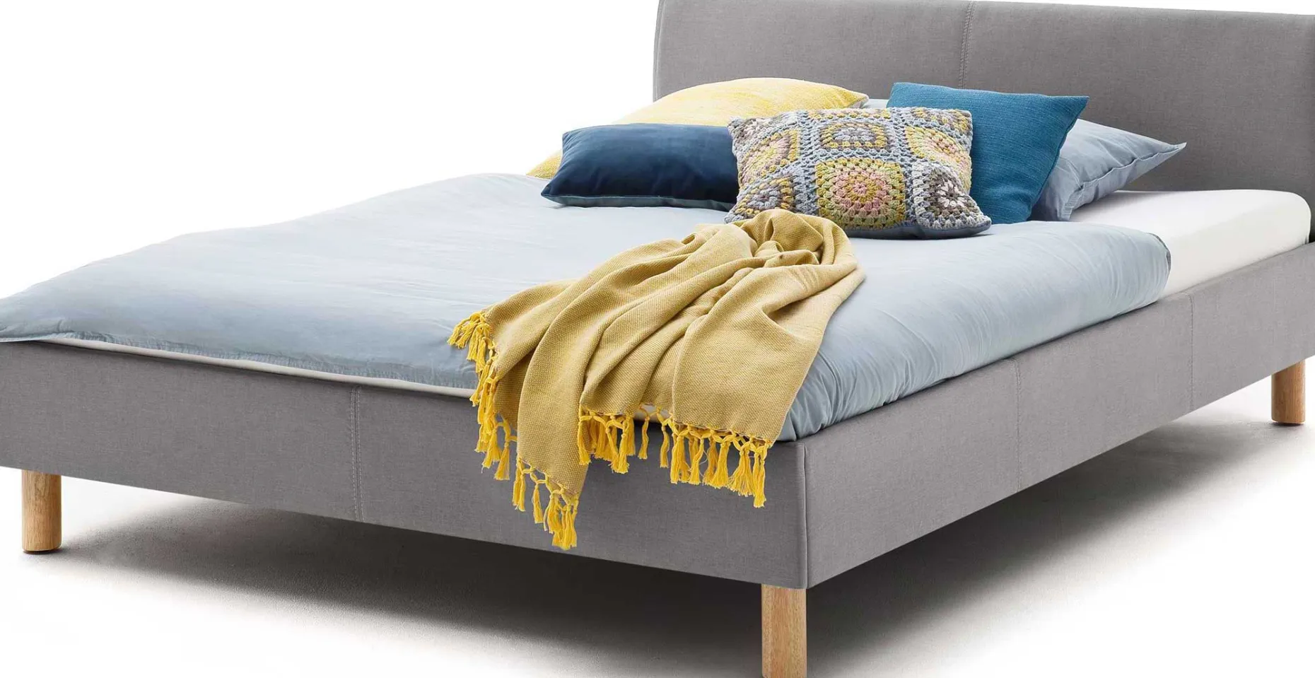 Polsterdoppelbett Amber - hellgrau