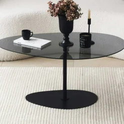 Emob Porto Couchtisch | GEHÄRTETES GLAS | Dunkelgrau,