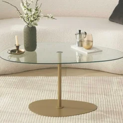 Emob Porto Couchtisch | GEHÄRTETES GLAS | , Gold
