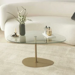 Emob Porto Couchtisch | GEHÄRTETES GLAS | , Gold