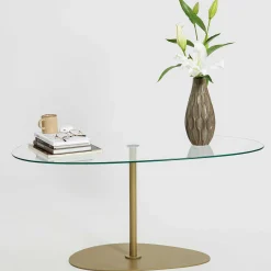 Emob Porto Couchtisch | GEHÄRTETES GLAS | , Gold