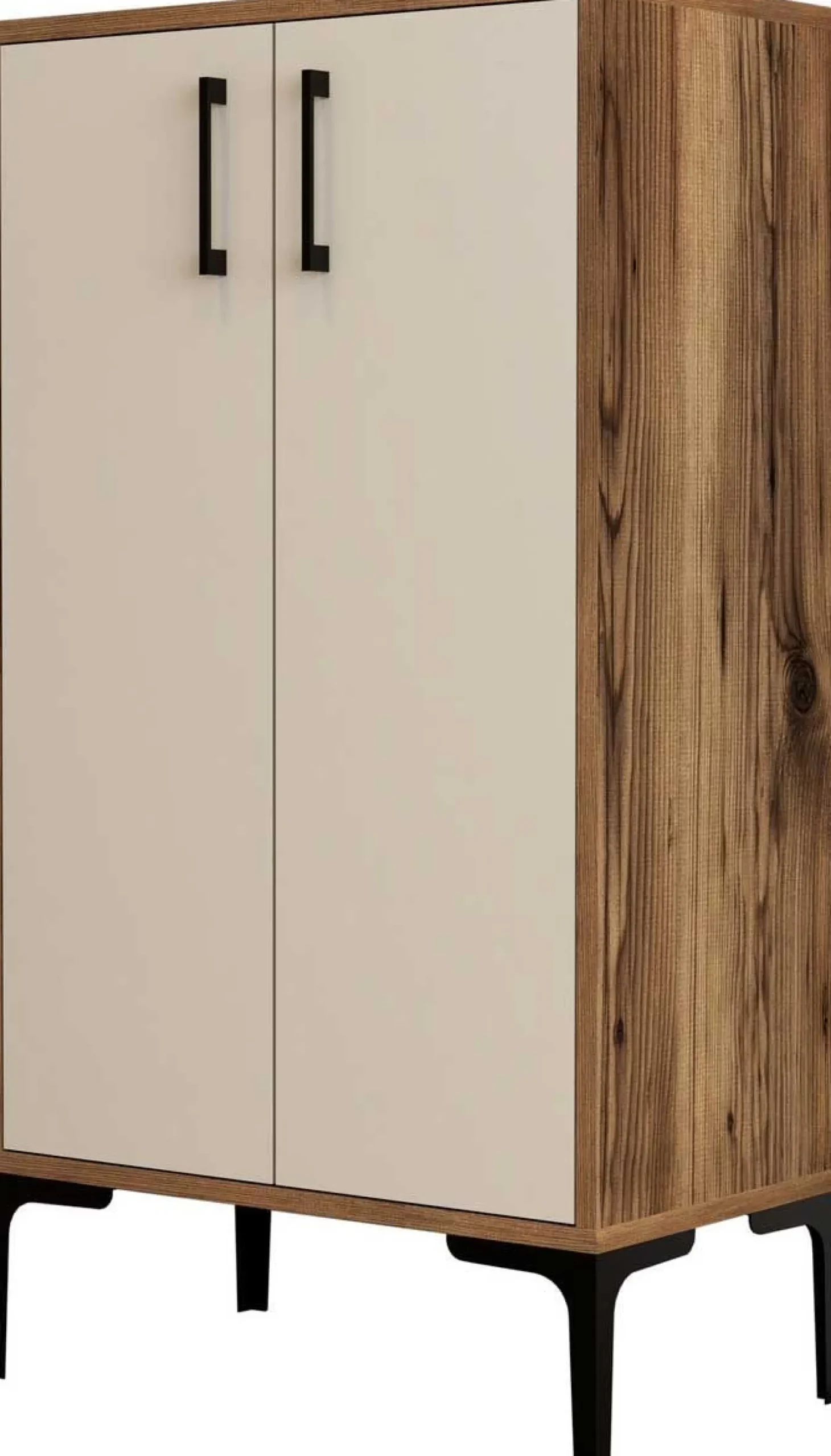 Prag Schuhschrank | 100 % MELAMIN | Walnuss, Creme