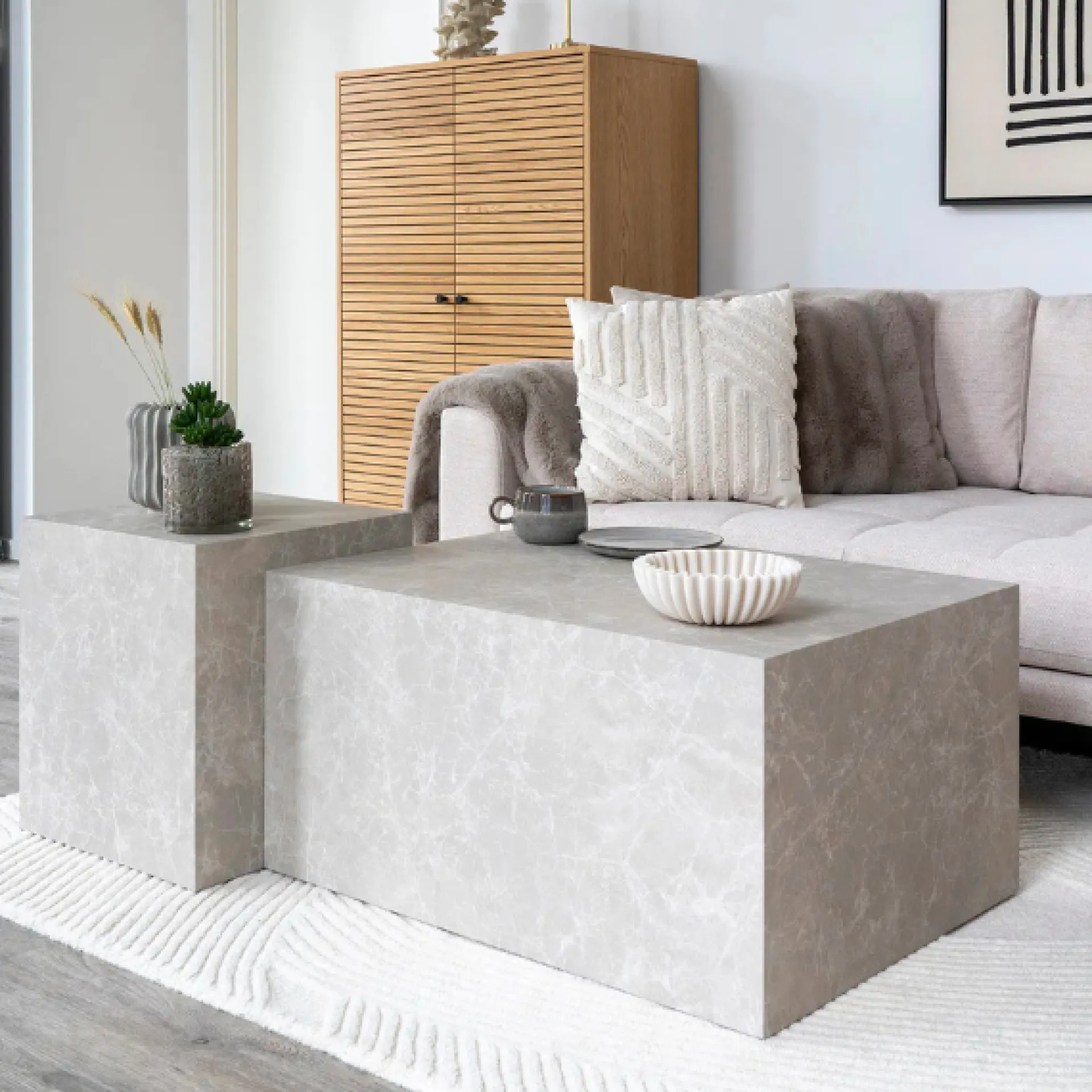 House Nordic Prague Couchtisch - 60x80x40 cm - Marmoroptik