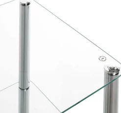 Haku Quadratischer Beistelltisch Bas - 39x39x75 cm - Chromstahl/Sicherheitsglas