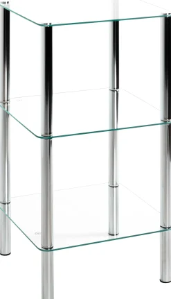 Haku Quadratischer Beistelltisch Bas - 39x39x75 cm - Chromstahl/Sicherheitsglas