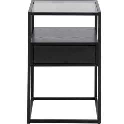Quadratischer Nachttisch Randolf - 40x35x60 cm - Schwarz