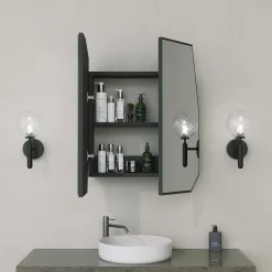 Quartz Badezimmerschrank | 100 % MDF | Schwarz