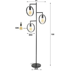Emob Rain Stehleuchte 155 cm-Charcoal