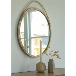 House Nordic Rattan Rand Natur Rund Spiegel - ø50cm