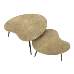 Emob Ray Metall Nierenförmiger Couchtisch Set in Antik