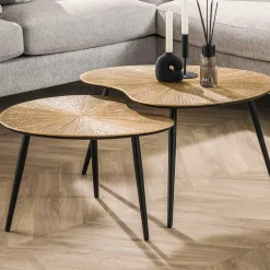 Emob Ray Metall Nierenförmiger Couchtisch Set in Antik