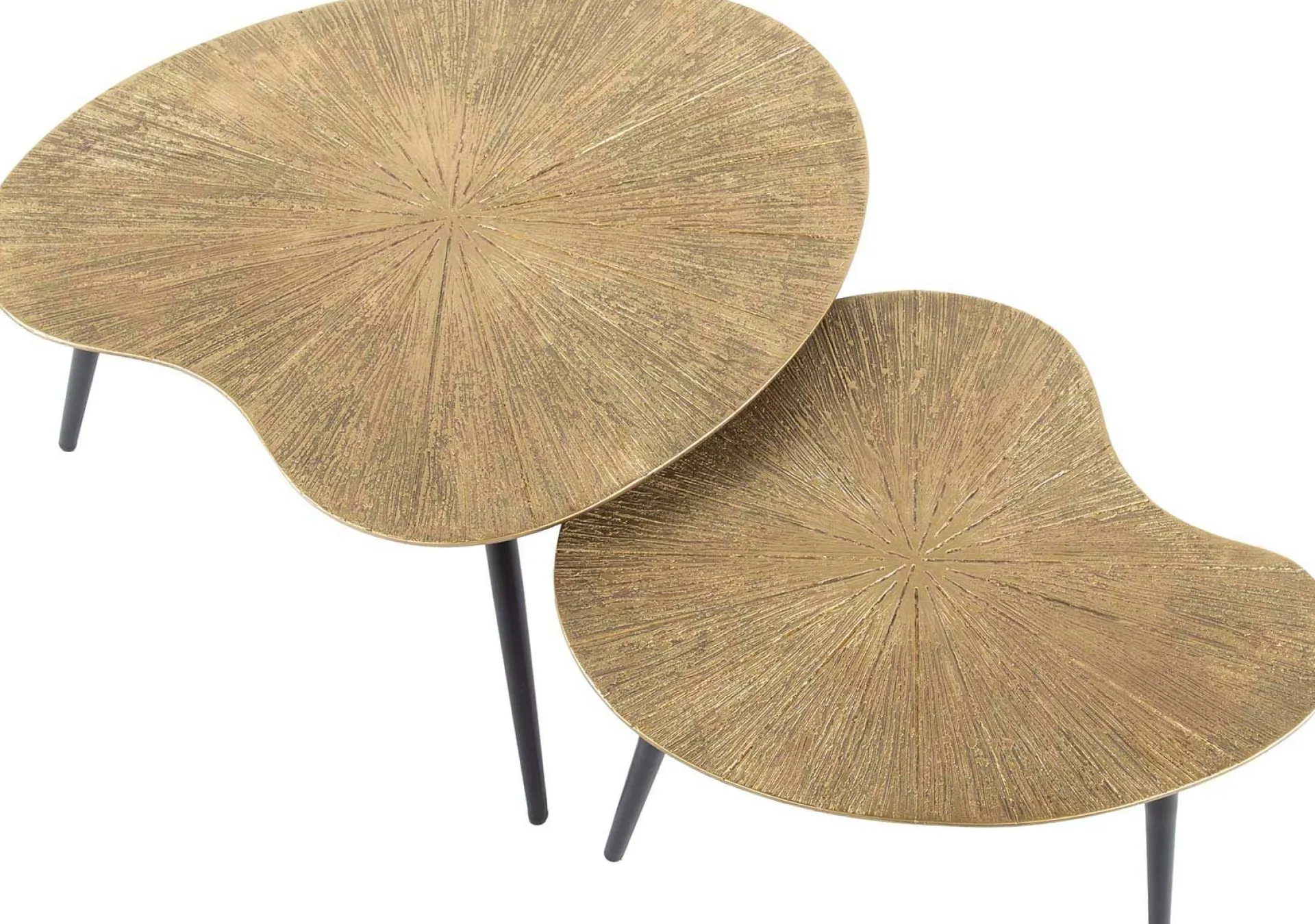 Emob Ray Metall Nierenförmiger Couchtisch Set in Antik
