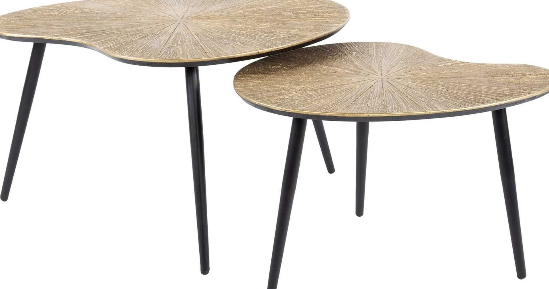 Emob Ray Metall Nierenförmiger Couchtisch Set in Antik
