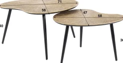 Emob Ray Metall Nierenförmiger Couchtisch Set in Antik