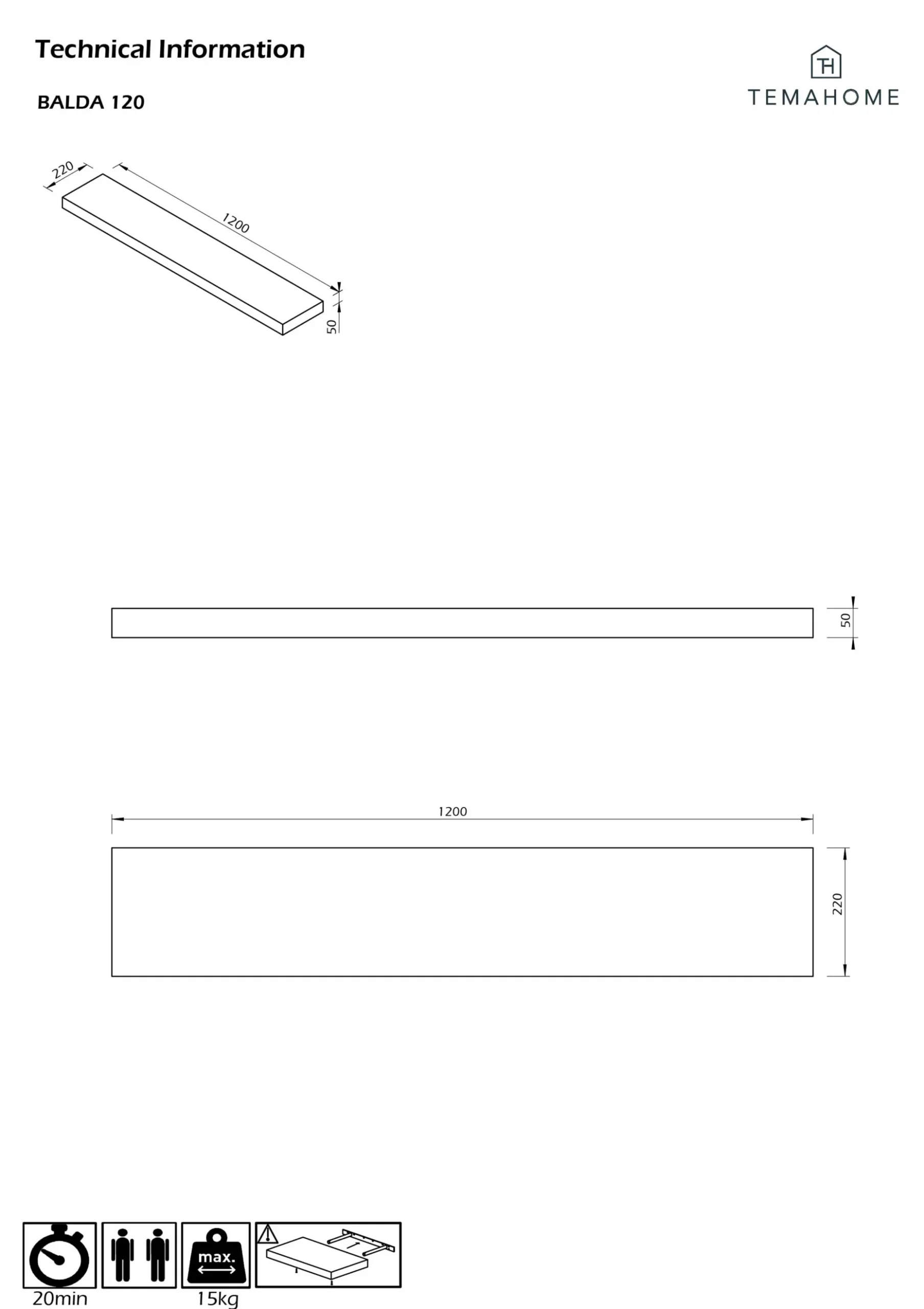 Regal Balda 120cm - Nussbaum