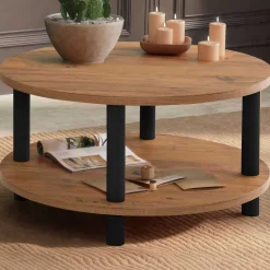 Emob Roby Couchtisch | 100 % MELAMIN | Schwarz, Atlantische Kiefer
