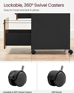 Rollbarer Büro-Aktenschrank mit Rädern, 2 Schubladen, 50kg