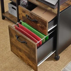 Rollbarer Büro-Aktenschrank mit Rädern, 2 Schubladen, 50kg